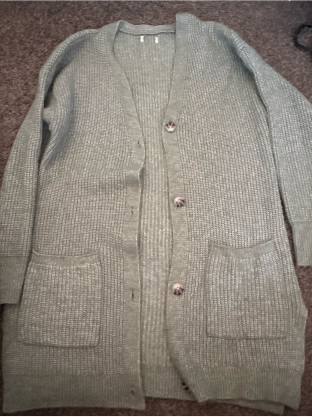 Long Knit Cardigan Sweater - Sage Green